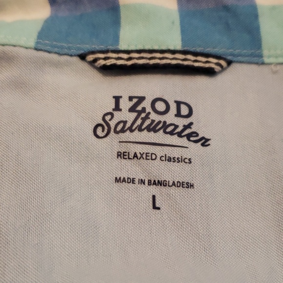 Izod blue and white checkered button-down shirt - Picture 3 of 3
